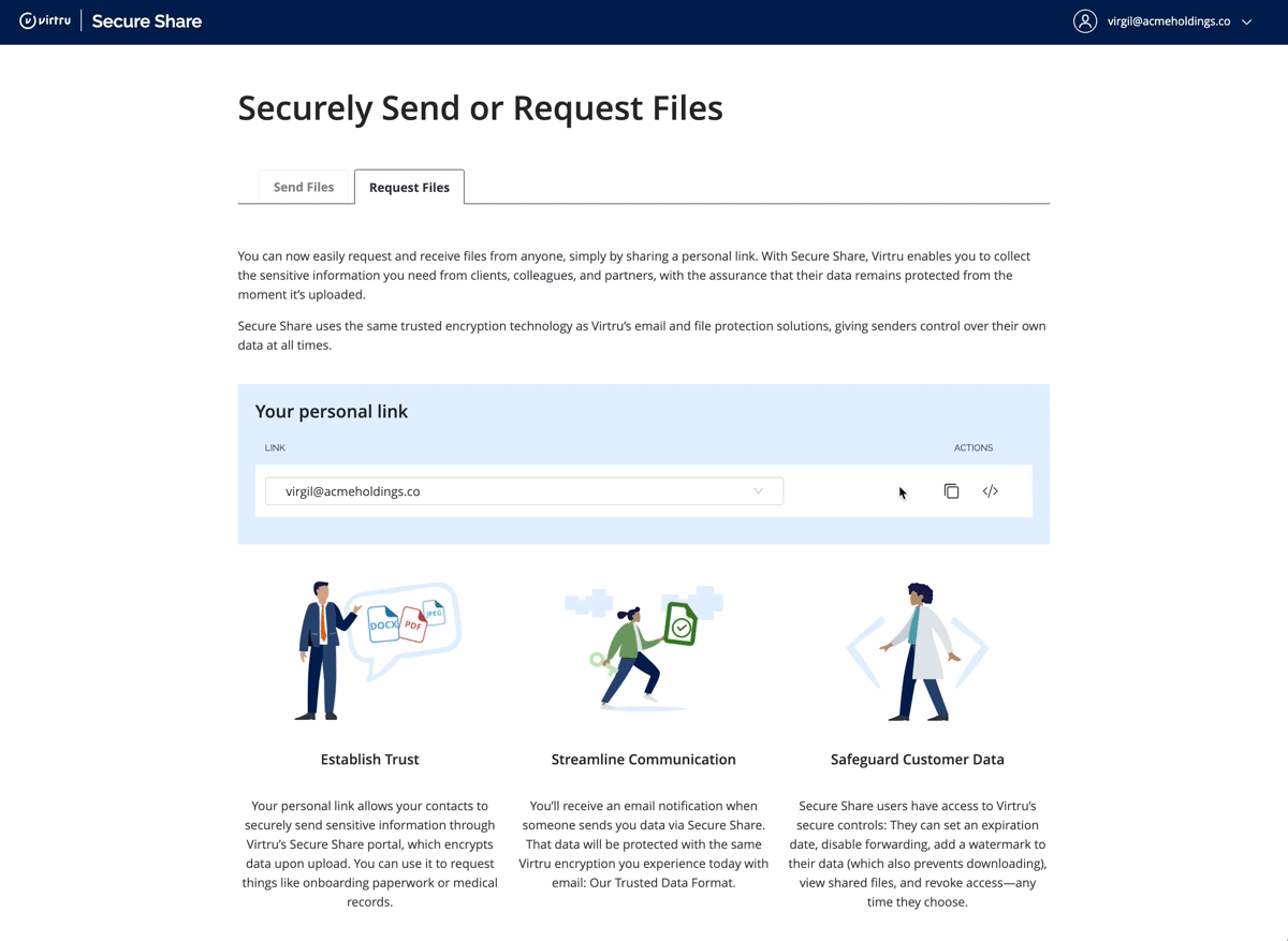 Securely Send or request files screenshot