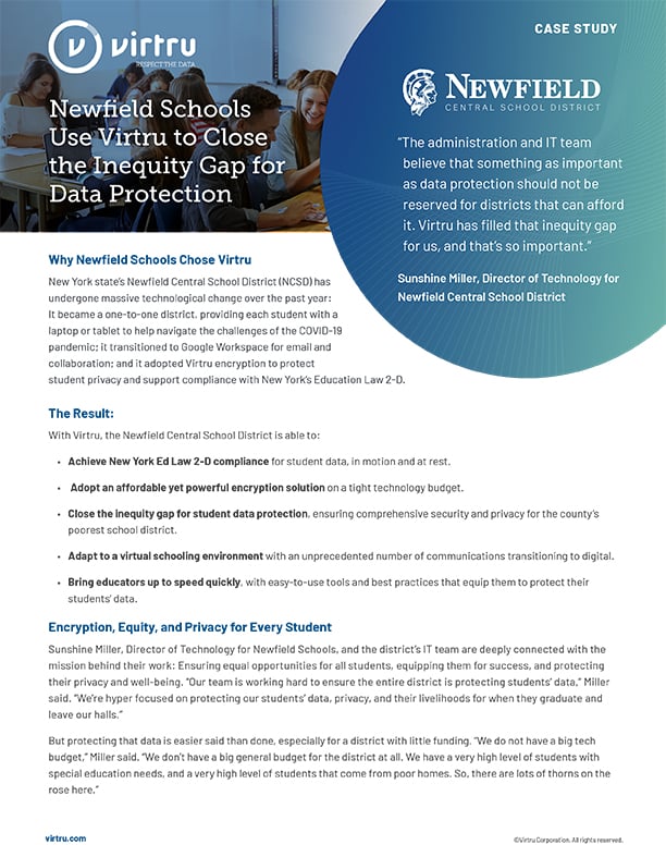 Newfield Schools case study - Newfield Uses Virtru to Close the Inequity Gap for Data Protection