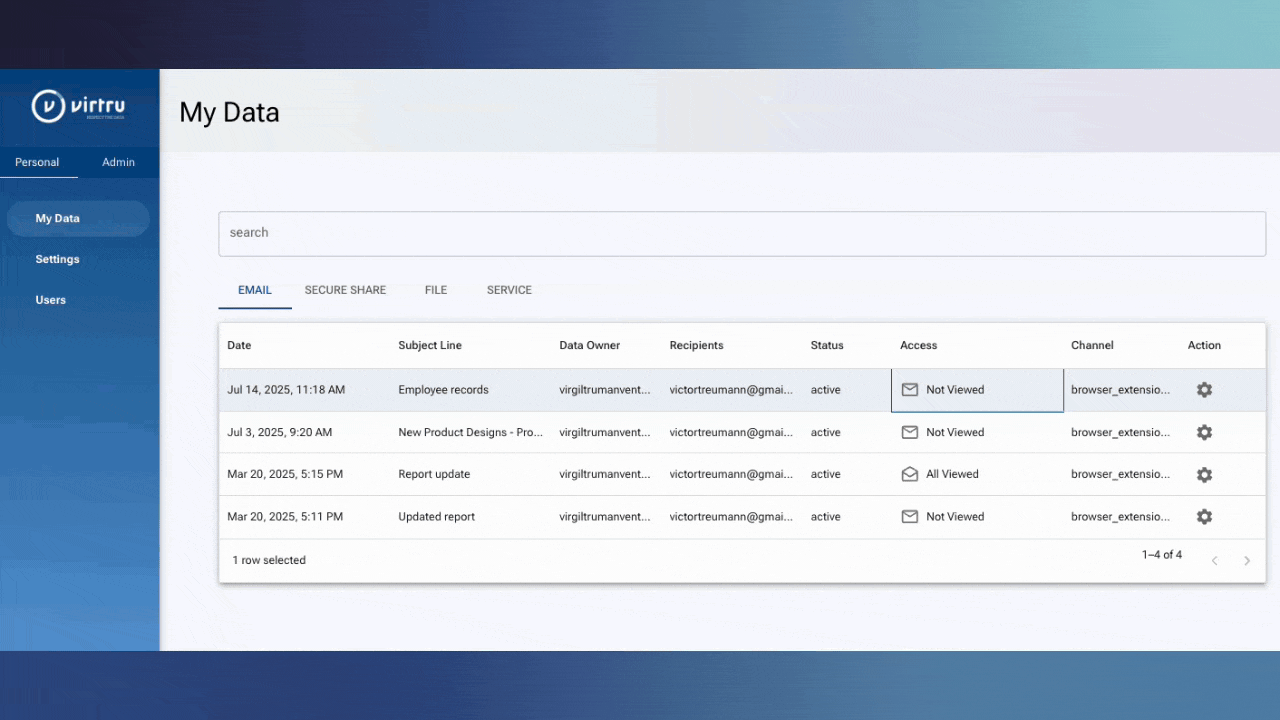 Revoke Outlook Email Control Center