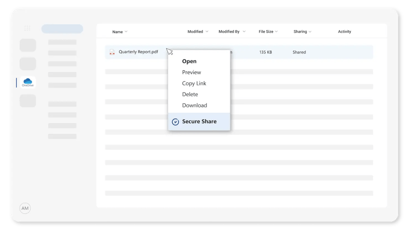 Virtru for OnDrive UI