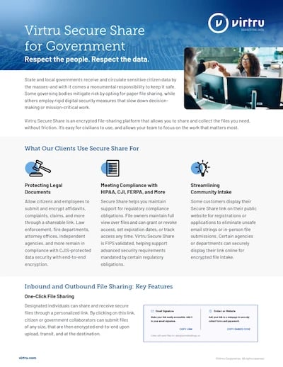 Virtru Secure Share for Government Datasheet Cover