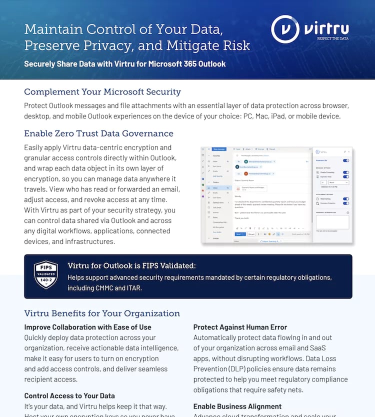 Virtru Data Protection for Microsoft 365 Outlook-ScreenShot