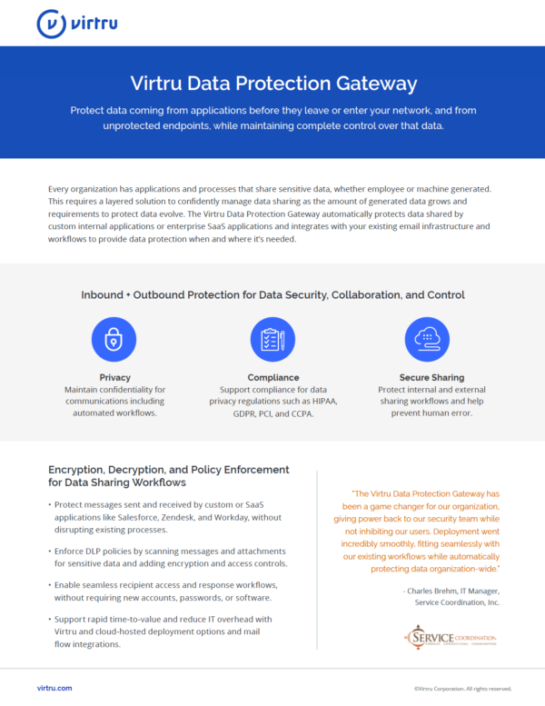 Virtru Data Protection Gateway screenshot