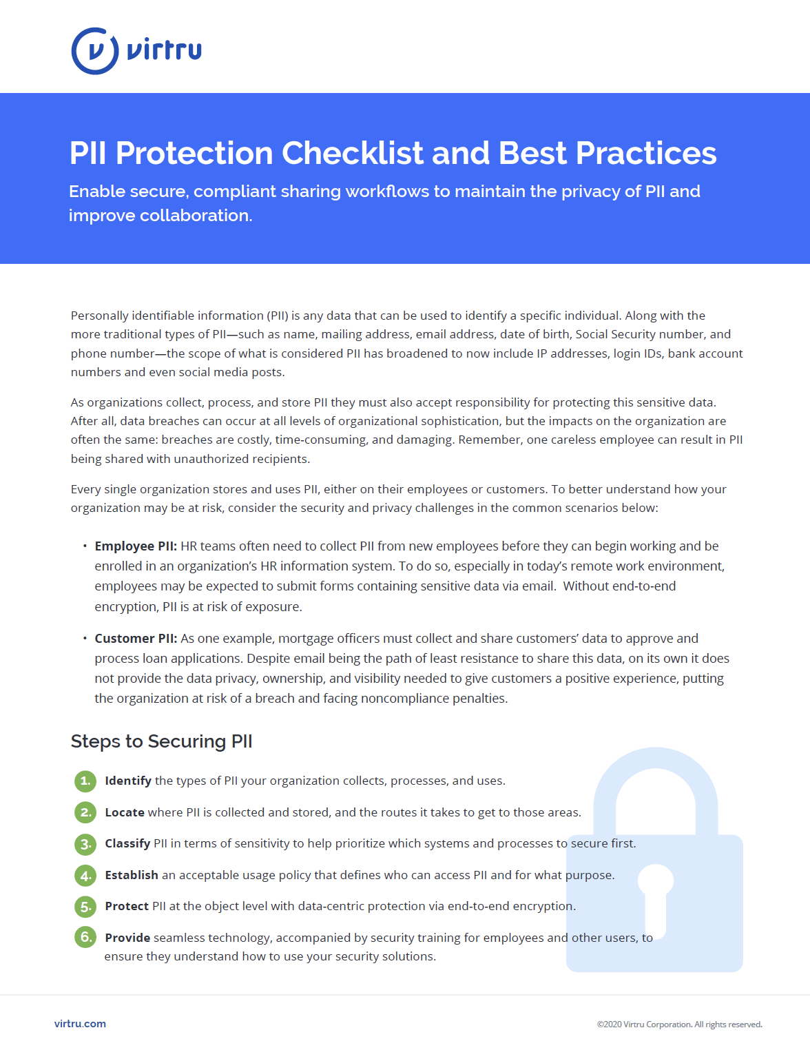PII Protection Checklist Cover