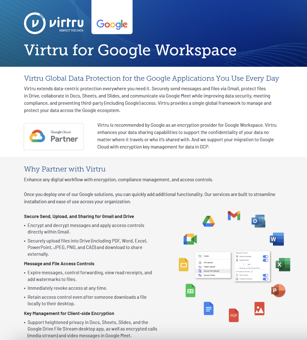 Virtru data protection and key management for Google Workspace