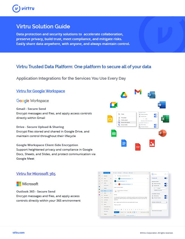 Learn about Virtru: Virtru Solution Guide describes Virtru's products and solutions for customers