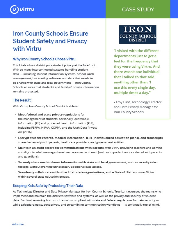 Iron County Encrypts Student Data with Virtru for Google Workspace