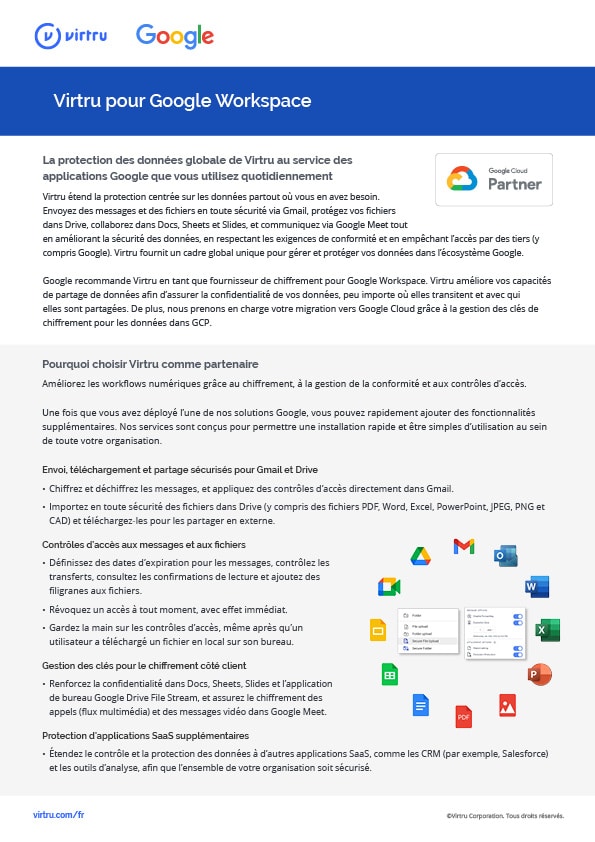 Virtru data protection and key management for Google Workspace