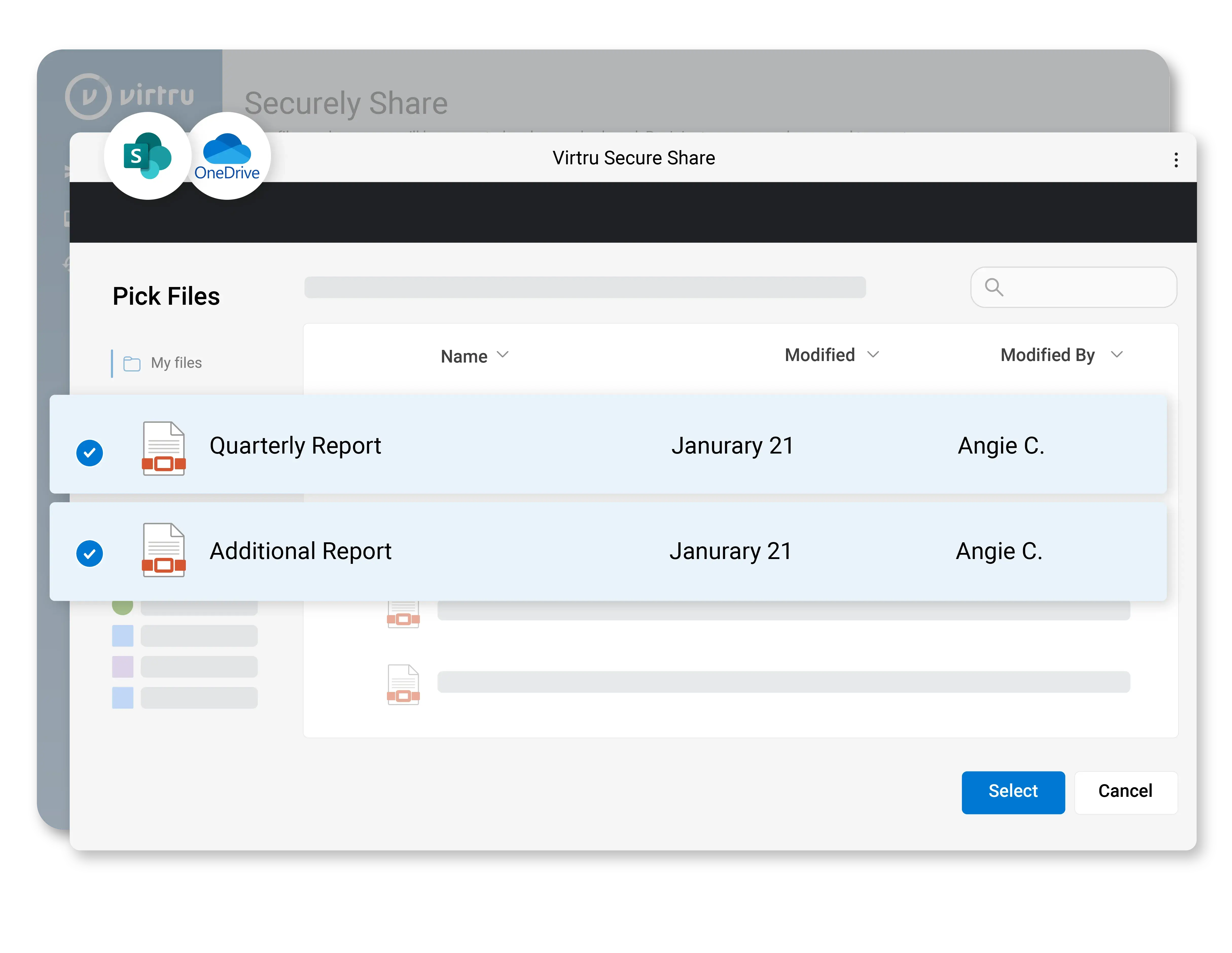 Uploading OneDrive and SharePoint files to Virtru Secure Share
