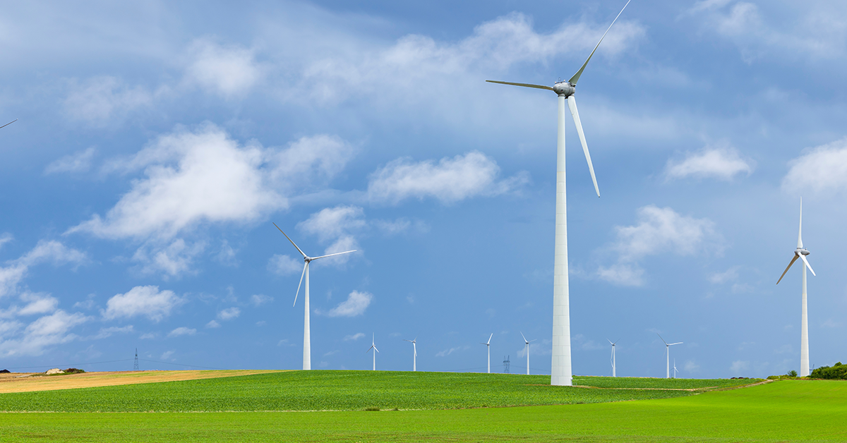 windmills in the French countryside generate energy