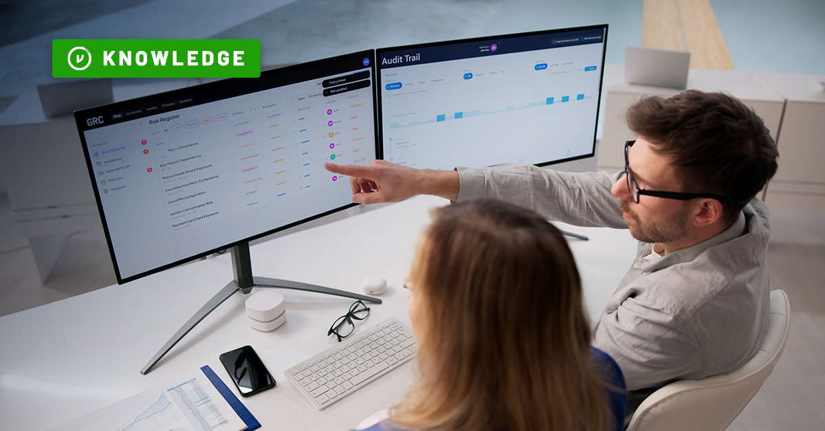 Colleagues collaborating on secure files on shared screen